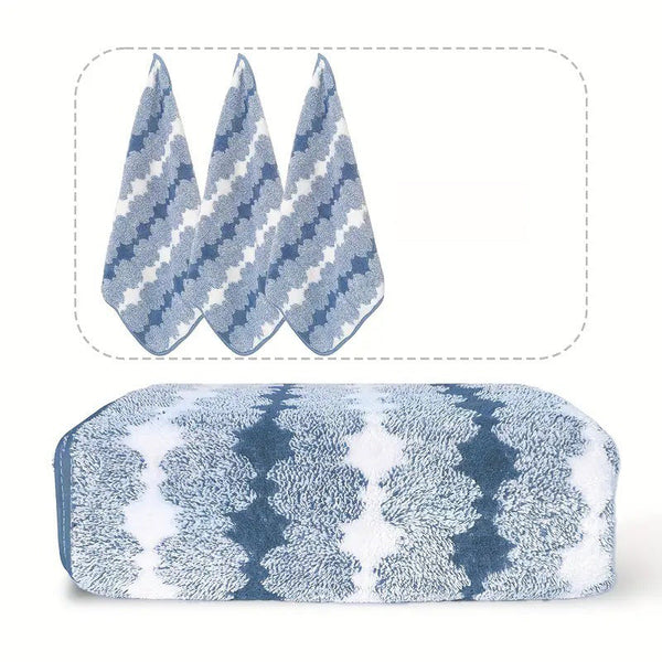 Blue Premium Coral Fleece Towel Set A 1 Bath (88X170cm) + 3 Hand Towels (35X35cm) Soft Absorbent And Quick Drying Towels & Washcloths