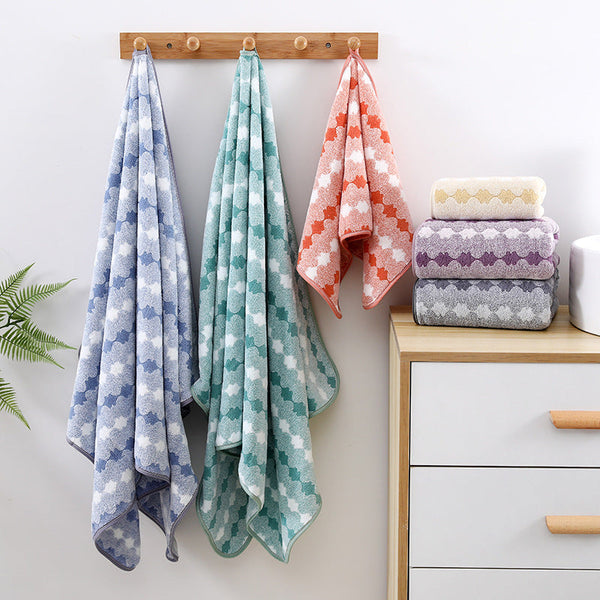 Orange Premium Coral Fleece Towel Set 1 Bath (88X170cm) + 3 Hand Towels (35X35cm) Soft Absorbent And Quick Drying Towels & Washcloths