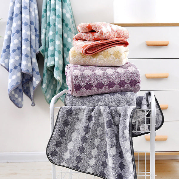 Purple Premium Coral Fleece Towel Set 1 Bath (88X170cm) + 3 Hand Towels (35X35cm) Soft Absorbent And Quick Drying Towels & Washcloths