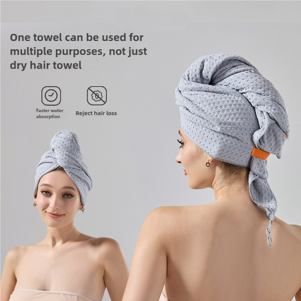 Elosung 2 Pcs White Super Absorbent Waffle Weave Hair Towel Multi Functional Quick Drying Turban For Women Soft & Fast Head Wrap Towels & Washcloths