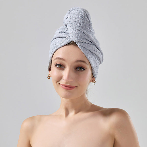 Elosung 2 Pcs Grey Super Absorbent Waffle Weave Hair Towel Multi Functional Quick Drying Turban For Women Soft & Fast Head Wrap Towels & Washcloths
