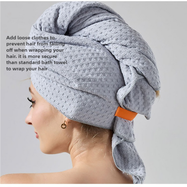 Elosung 2 Pcs Grey Super Absorbent Waffle Weave Hair Towel Multi Functional Quick Drying Turban For Women Soft & Fast Head Wrap Towels & Washcloths