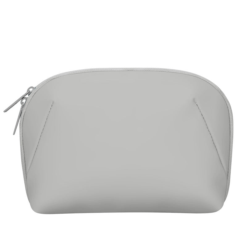 Grey Large Capacity Multi Functional Pu Digital Storage Organizer Bag Waterproof & Portable For Cables Chargers And Accessories Storage Bags