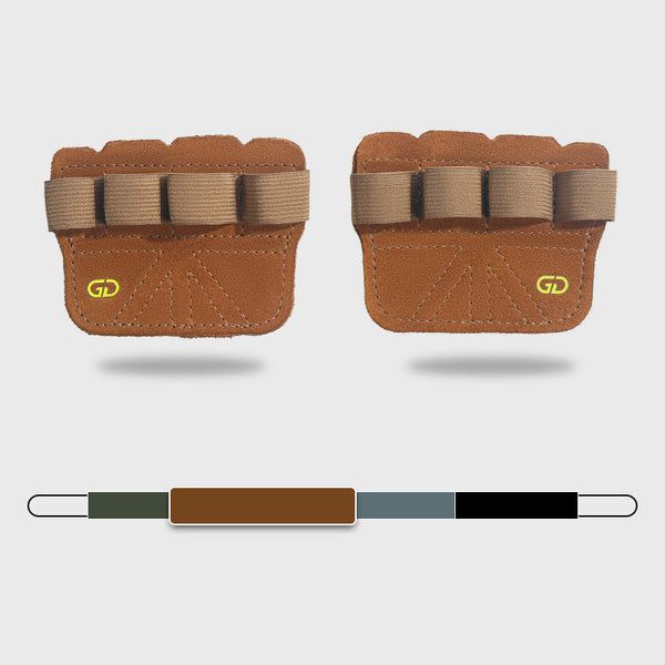 Elosung 2 Pairs Premium Leather Grip Protection For Fitness | 4 Finger Cowhide Weightlifting Gloves Durable Non Slip And Abrasion Resistant Support Wr