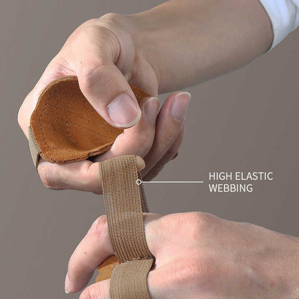 Elosung 2 Pairs Premium Leather Grip Protection For Fitness | 4 Finger Cowhide Weightlifting Gloves Durable Non Slip And Abrasion Resistant Support Wr