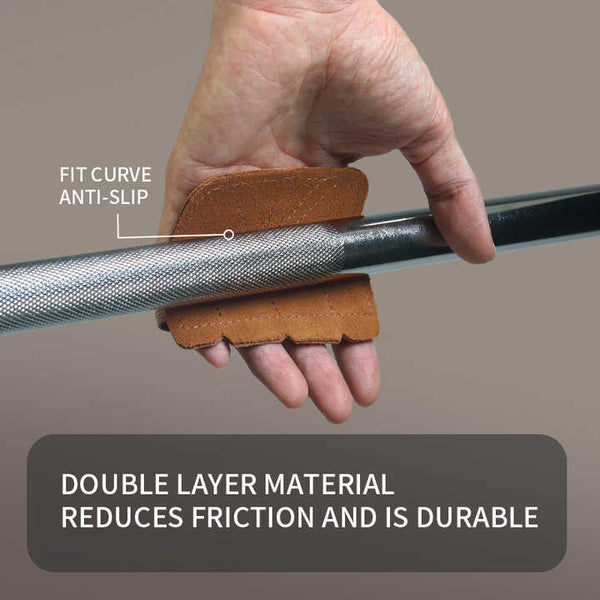 Elosung 2 Pairs Premium Leather Grip Protection For Fitness | 4 Finger Cowhide Weightlifting Gloves Durable Non Slip And Abrasion Resistant Support Wr