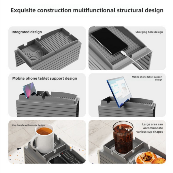 Elosung Blue Multi Function Sofa Cup Holder Tray Silicone Drink Organiser And Easy To Clean Armrest Storage Box For Drinks Snacks Gadgets Racks & Hold
