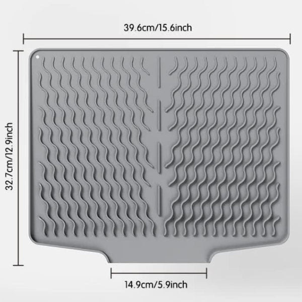 Black Silicone Dish Drying Mat Non Slip Draining Pad For Sink Heat Resistant And Water Absorbent Ideal Dishes Cups Utensils Kitchen Bench Mats