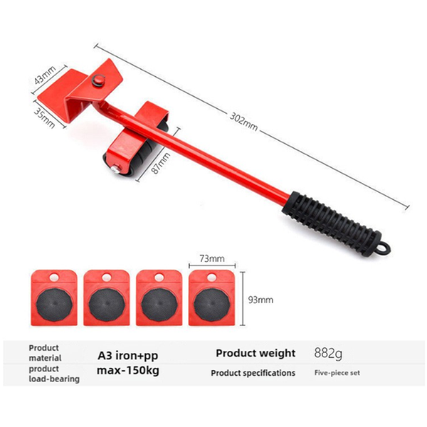 Elosung 2 Pcs Red Heavy Duty Furniture Moving System Sliding Dolly Tools For Easy Transport Of Appliances Objects Other Hand Tools
