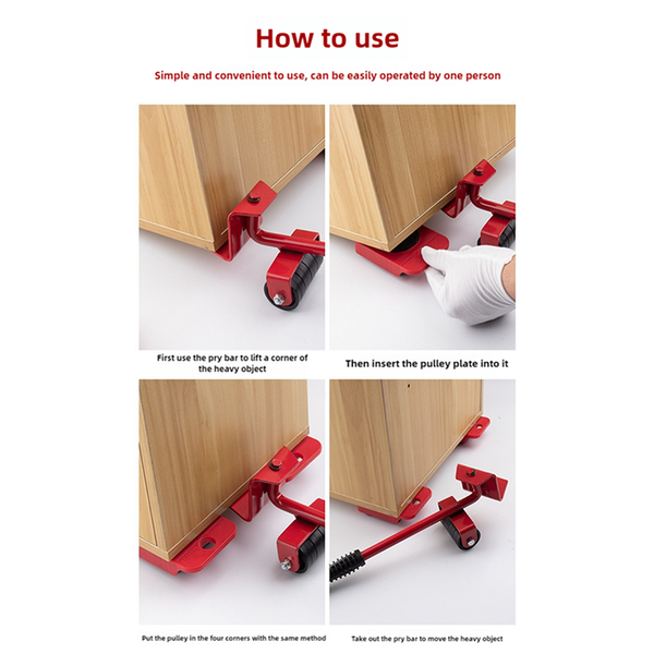 Elosung 2 Pcs Red Heavy Duty Furniture Moving System Sliding Dolly Tools For Easy Transport Of Appliances Objects Other Hand Tools