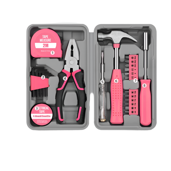 Elosung 24 Piece Household Tool Set Complete Home Repair Kit With Tape Measure Pliers Screwdrivers Hammer And 12 Bits Hand Tool Sets