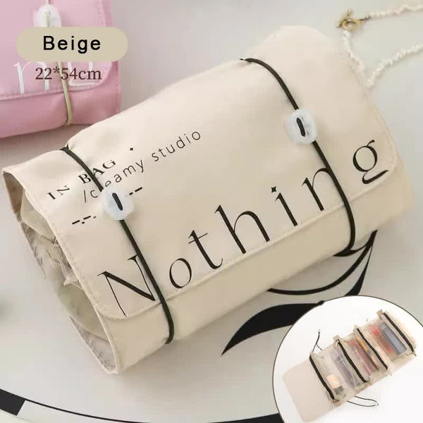Elosung Beige 4 In 1 Cosmetic Storage Bag Removable Travel Organiser For Makeup Toiletries Small Accessories Makeup Bags & Cases