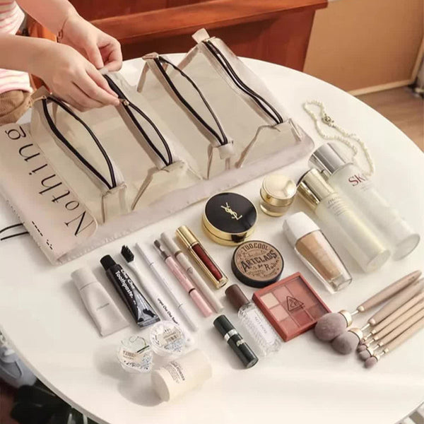 Elosung Beige 4 In 1 Cosmetic Storage Bag Removable Travel Organiser For Makeup Toiletries Small Accessories Makeup Bags & Cases