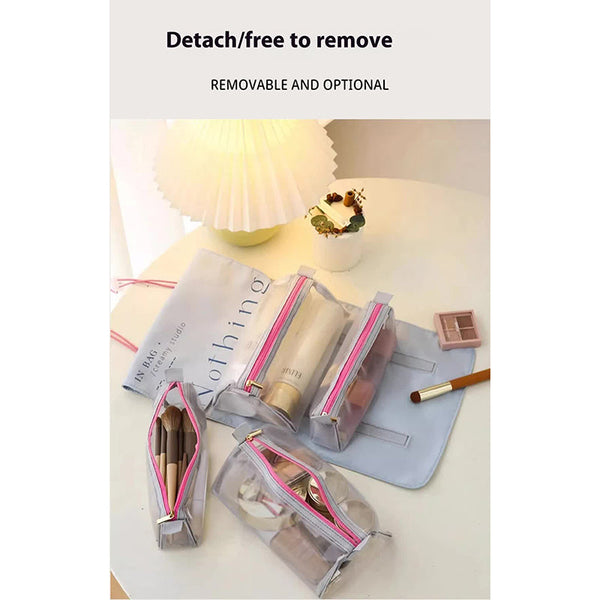 Elosung Beige 4 In 1 Cosmetic Storage Bag Removable Travel Organiser For Makeup Toiletries Small Accessories Makeup Bags & Cases