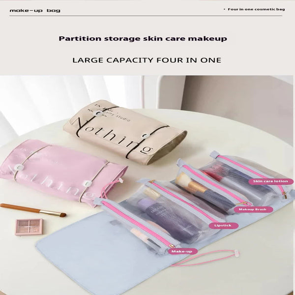 Blue 4 In 1 Cosmetic Storage Bag Removable Travel Organizer For Makeup Toiletries And Small Accessories Makeup Bags & Cases