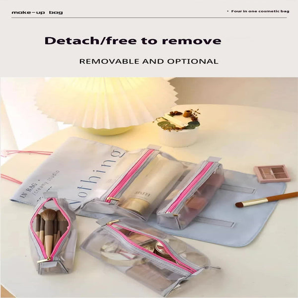 Blue 4 In 1 Cosmetic Storage Bag Removable Travel Organizer For Makeup Toiletries And Small Accessories Makeup Bags & Cases