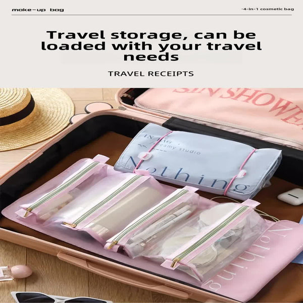 Blue 4 In 1 Cosmetic Storage Bag Removable Travel Organizer For Makeup Toiletries And Small Accessories Makeup Bags & Cases