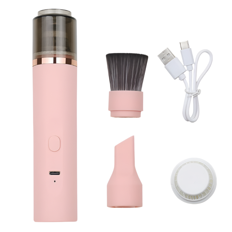 Pink Mini Wireless Dust Cleaner Powerful Long Lasting Handheld Vacuum For Makeup Tables Powder And Dusts Vacuum Cleaners