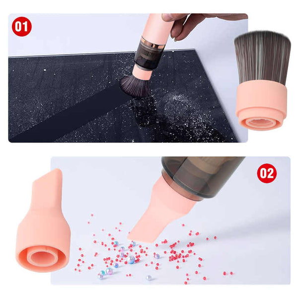 Pink Mini Wireless Dust Cleaner Powerful Long Lasting Handheld Vacuum For Makeup Tables Powder And Dusts Vacuum Cleaners