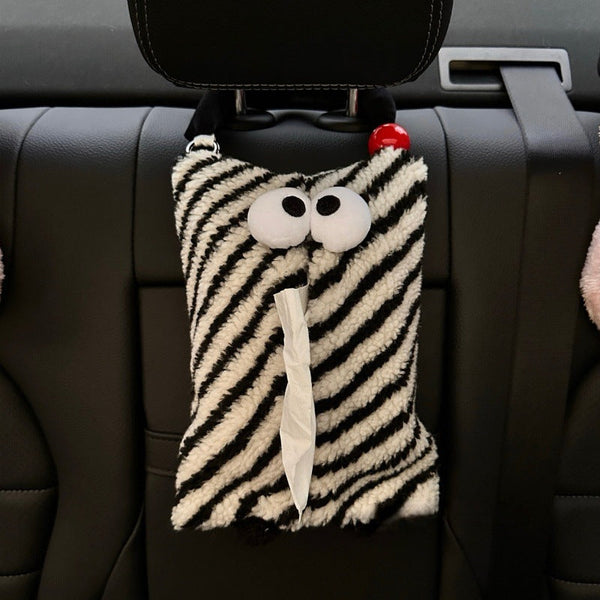 Elosung Black And White Cartoon Monster Tissue Box Plush Holder For Or Home Cute Fun Design Tissue Box Covers