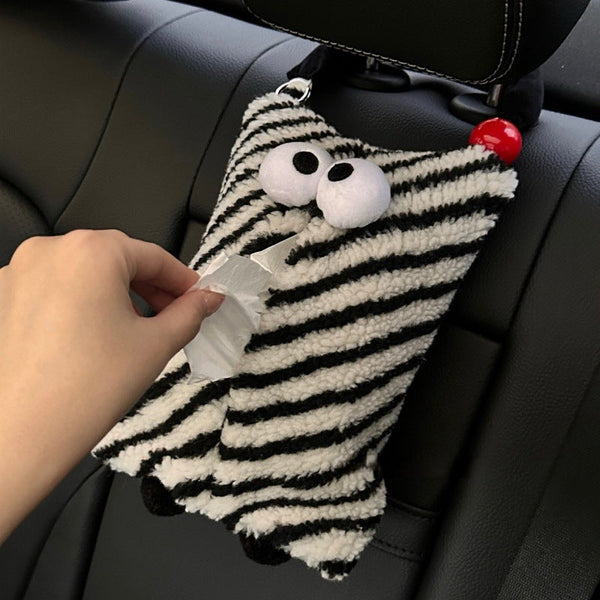Elosung Black And White Cartoon Monster Tissue Box Plush Holder For Or Home Cute Fun Design Tissue Box Covers