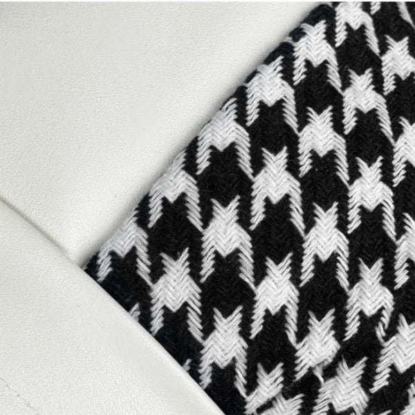 Elosung 1 Pair (Headrest + Pillow) White Cute Bowtie Car And Waist Cushion Set Stylish Houndstooth Design Soft Neck Back Support For Interior Other Ca