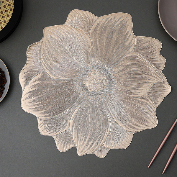 Gold Pvc Foil Bottom Heat Resistant Table Mats Set Of 8 Non Slip Waterproof Dining Placemats For Western Cuisine Table Cloths