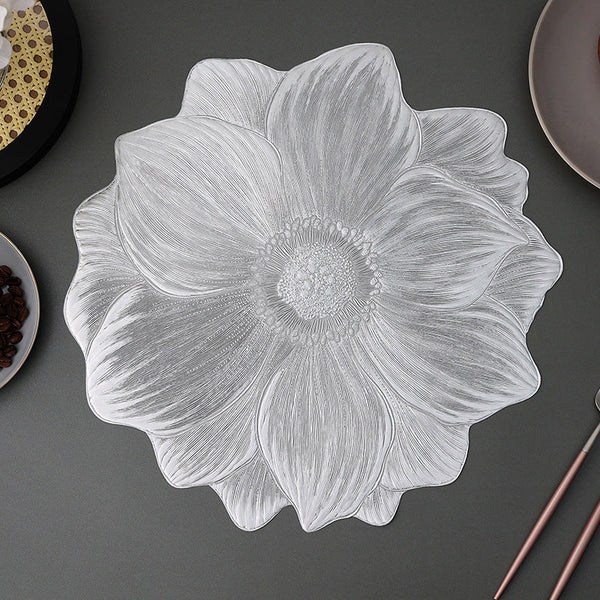 Elosung Silver Pvc Gold Foil Bottom Heat Resistant Table Mats Set Of 8 Non Slip Waterproof Dining For Western Cuisine Placemats