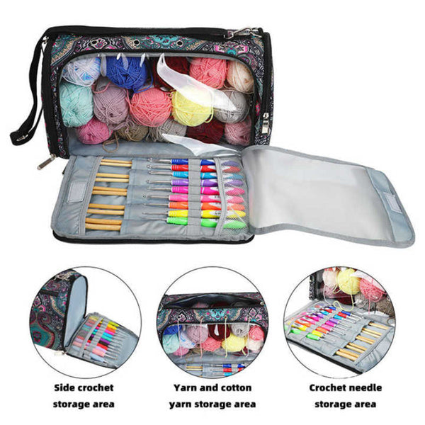 Geometric Patterns Multi Functional Crochet Hook And Yarn Storage Bag Knitting Totes & Cases