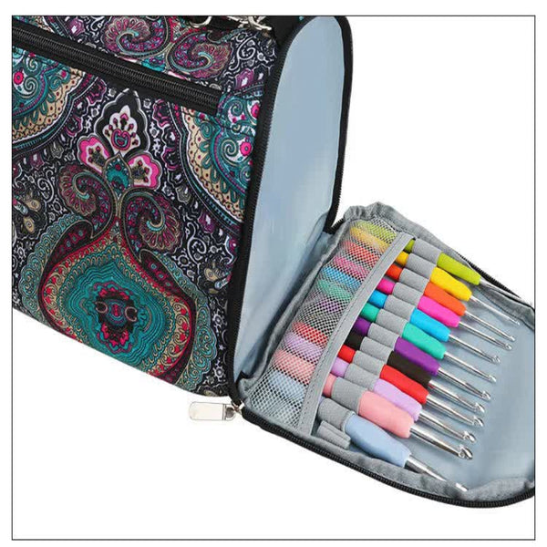 Geometric Patterns Multi Functional Crochet Hook And Yarn Storage Bag Knitting Totes & Cases