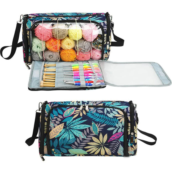Multi Functional Crochet Hook And Yarn Storage Bag Convenient Carrying Case For Knitting Tools With Stylish Pattern Design Knitting Totes & Cases