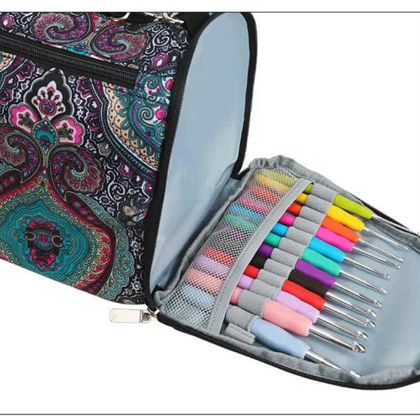Multi Functional Crochet Hook And Yarn Storage Bag Convenient Carrying Case For Knitting Tools With Stylish Pattern Design Knitting Totes & Cases
