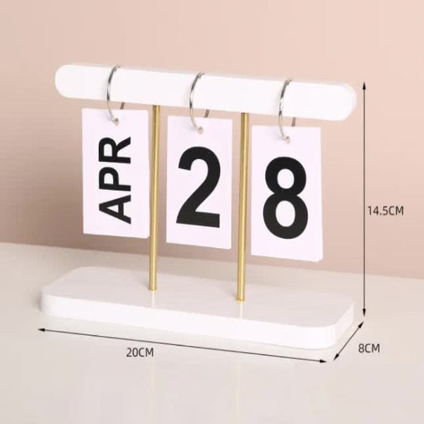 White Modern Minimalist Wooden Flip Calendar Stylish Desktop For Home Office And Study Room Calendars (Current)