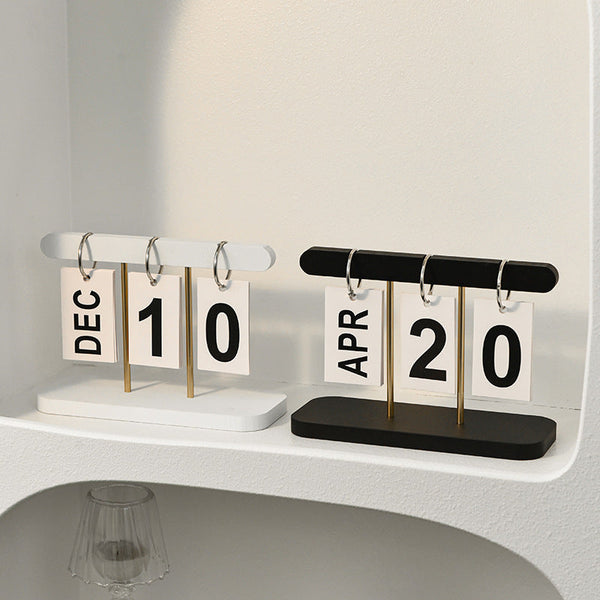 Elosung Modern Minimalist Wooden Flip Calendar Black Placeholder