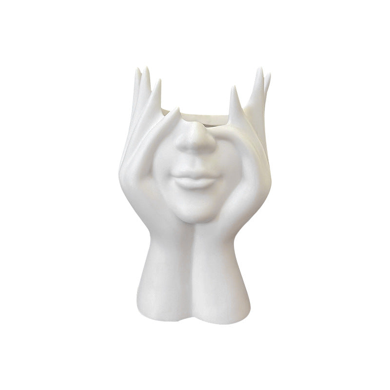 Elosung 2 Pcs White Elegant Hand Shaped Brush Holder Creative Makeup Organizer For Vanity And Desk(Makeup Not Included) Brushes