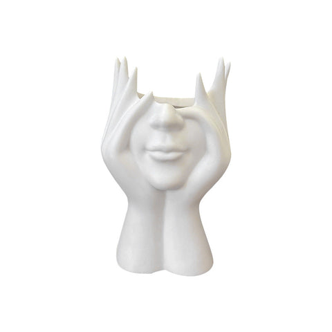 Elosung 2 Pcs White Elegant Hand Shaped Brush Holder Creative Makeup Organizer For Vanity And Desk(Makeup Not Included) Brushes