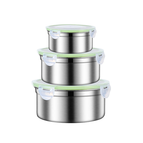 3 Piece Stainless Steel Food Storage Set With Leak Proof Lids Food Storage Containers