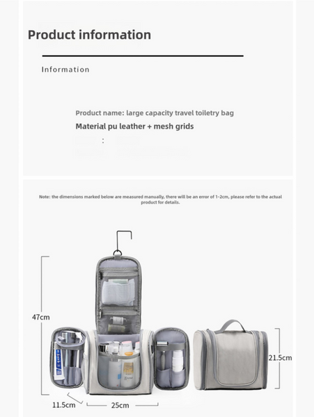 Large Capacity Travel Toiletry Bag With Dry Wet Separation Hanging Organizer Makeup Bags & Cases