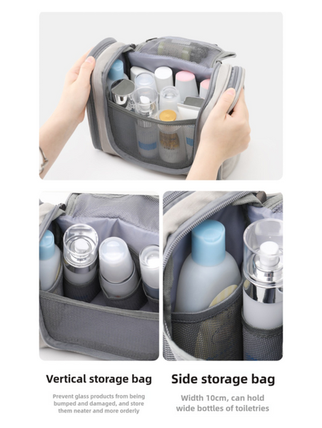 Black Large Capacity Travel Toiletry Bag With Dry Wet Separation Hanging Organizer For Cosmetics And Personal Care Makeup Bags & Cases