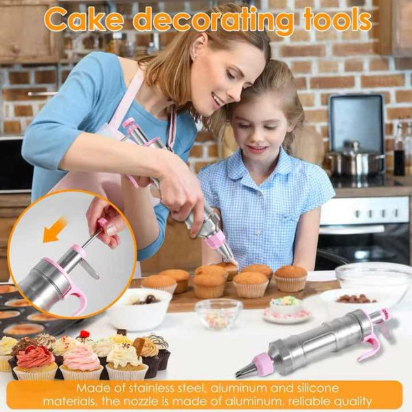 Pink Cream Piping Gun For Cookie Decorating 6 Nozzle Diy Set Baking And Cake Decoration Other Decorating Tools