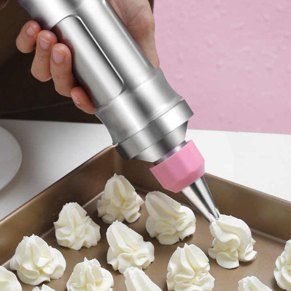 Pink Cream Piping Gun For Cookie Decorating 6 Nozzle Diy Set Baking And Cake Decoration Other Decorating Tools