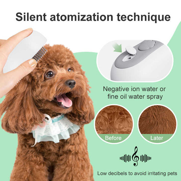 2 Pcs Yellow And White 3 In 1 Pet Grooming Steam Brush Silent Heated For Fur Removal Odor Elimination Dog Grooming