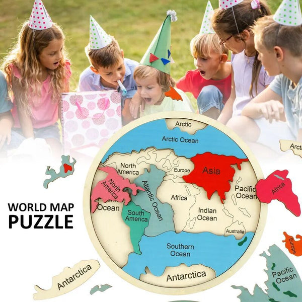 Colourful World Map Puzzle 7 Continents Educational Geography Toy For Kids Puzzles
