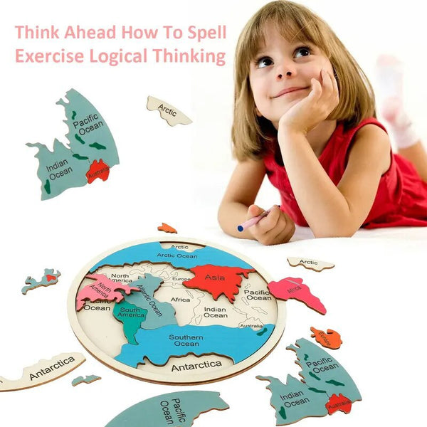 Colourful World Map Puzzle 7 Continents Educational Geography Toy For Kids Puzzles