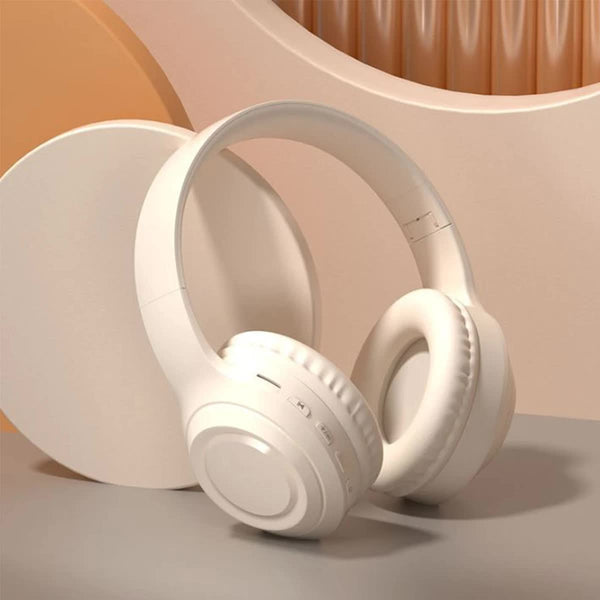 Off White Wireless Bluetooth 16H Playtime Sd Card & Aux Support Headphones