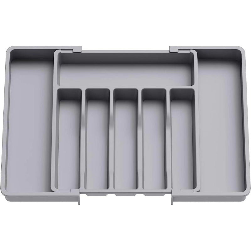 Grey Polypropylene Kitchen Drawer Organizer 8 Compartments Large Capacity Easy To Clean Drawer Organisers