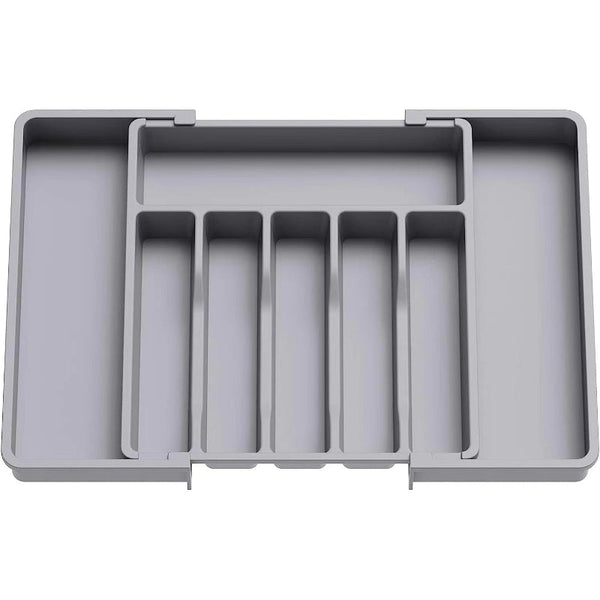 Grey Polypropylene Kitchen Drawer Organizer 8 Compartments Large Capacity Easy To Clean Drawer Organisers