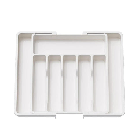 White Polypropylene Kitchen Drawer Organizer 8 Compartments Large Capacity Easy To Clean Drawer Organisers
