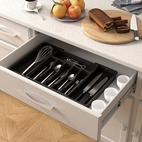White Polypropylene Kitchen Drawer Organizer 8 Compartments Large Capacity Easy To Clean Drawer Organisers