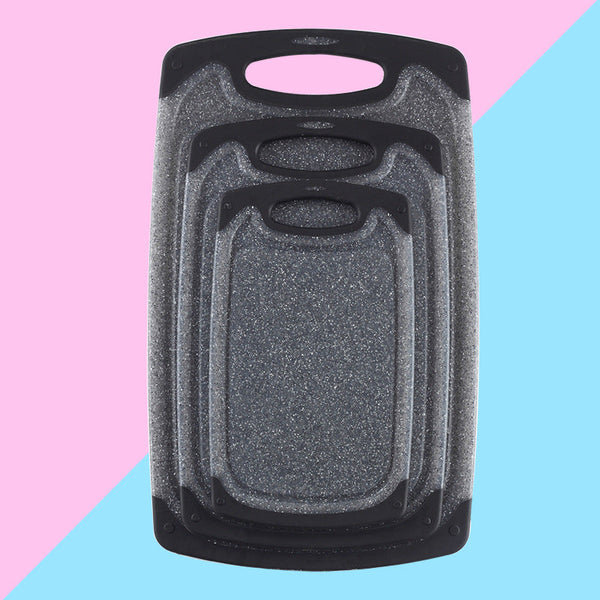 Black 3 Piece Marble Pattern Cutting Board Set Non Slip Pp Plastic Hanging Design Kitchen Knife Chopping For Vegetable And Meat Prep Cutting Boards